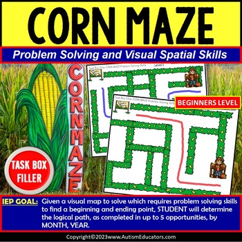 Preview of Autumn Corn Maze for Problem Solving Skills Task Box Filler for Beginners