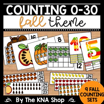 Preview of First Day of Fall Counting to 10 20 and 30 Clip Cards