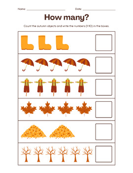 Preview of Autumn Counting Sheet