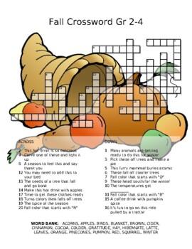 autumn crossword puzzle