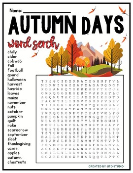 Preview of Autumn Days | Word Search Puzzle