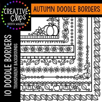 Preview of Autumn Doodle Borders {Creative Clips Digital Clipart}