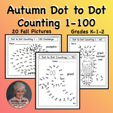 Autumn Dot to Dot Counting 1-100 Printable Pages for K-1-2
