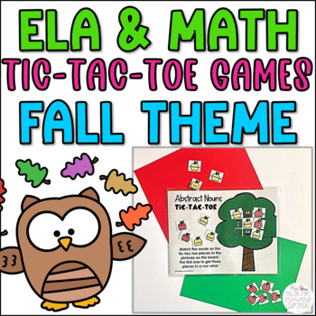 Preview of Fall Tic Tac Toe Games for Literacy and Math Centers 1st and 2nd Grade