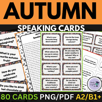 Preview of Autumn Speaking Cards Activity ESL Vocabulary Writing Prompts