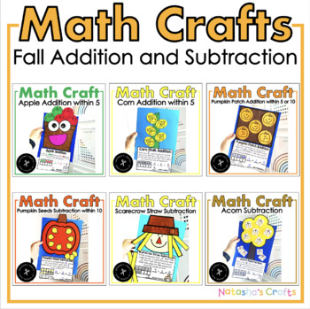 Preview of Autumn Fall Addition and Subtraction Crafts Growing Bundle