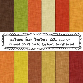 Preview of Autumn Fall Colors Linen Texture Digital Paper, Red, Orange, Yellow, Brown