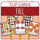 Autumn Fall Counting Activity Number Clip Cards 1-20 Kinde