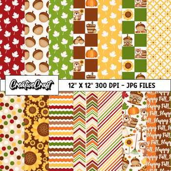 Autumn Fall Digital Papers, scrapbook autumn, backgrounds designs