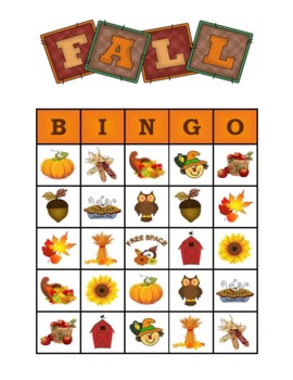 Autumn Fall Harvest Bingo 30 Cards plus Caller Cards by Carolyn Jones