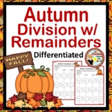 Autumn Fall Leaves Division with Remainders Color the Remainder!