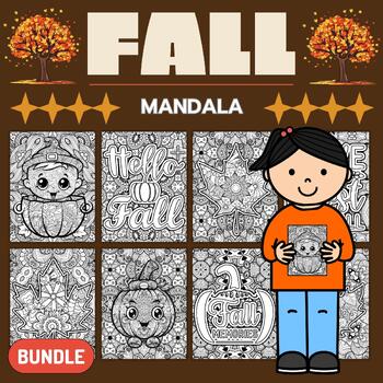 Preview of Autumn Fall Mandala Coloring sheets - Fun September October Activities BUNDLE