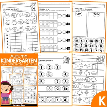 Preview of Autumn / Fall Math No Prep Worksheets & Activities