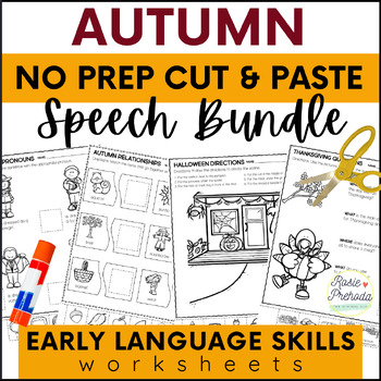Preview of Fall Speech Therapy - No Prep Cut and Paste Language Activities - Bundle