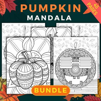 Preview of Autumn Fall Pumpkin Mandala Coloring sheets - Fun September October Activities