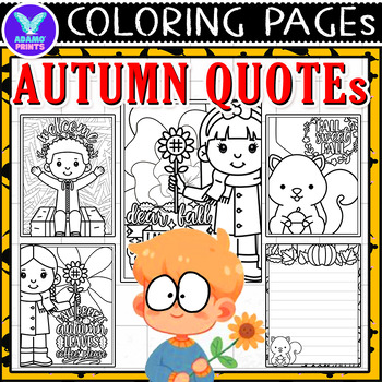 Preview of Autumn Fall Quotes Coloring Pages & Writing Paper Activities ELA No PREP