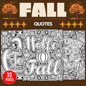 Preview of Autumn Fall Quotes Mandala Coloring Pages - Fun September October Activities