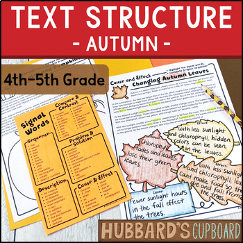 Preview of Autumn / Fall Reading Passages - Text Structure Graphic Organizer & Signal Words