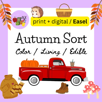 Preview of Autumn / Fall Sort Activity (print + digital with Easel)