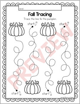 autumn fall tracing worksheets for preschool prewriting fine motor trace