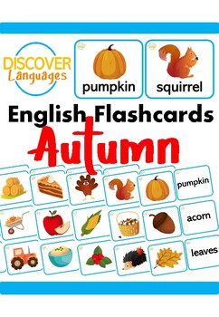 Autumn Fall Thanksgiving English Vocabulary Flashcards for ESL, TEFL ...