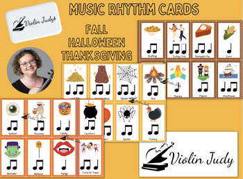 Preview of Autumn/Fall/Thanksgiving/Halloween Music Rhythm Cards