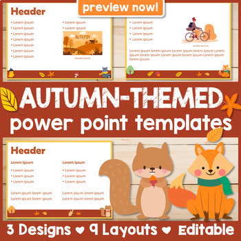 Preview of Autumn/Fall-Themed Power Point Templates (Editable)
