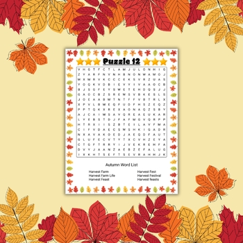 Autumn | Fall Word Search Puzzles With solution - September October ...