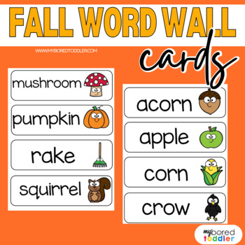 Fall Writing Center, Fall Word Wall Cards FREE