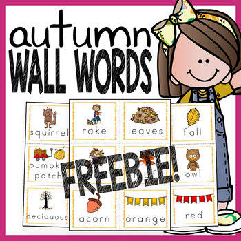 Preview of Autumn/Fall Word Wall Words and Flash Cards - FREE Sample