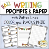 Autumn Fall Writing Prompts and Paper with Dotted Lines