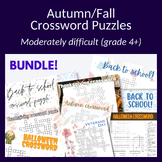 9x Autumn/Fall crossword puzzle bundle for vocab, games, e