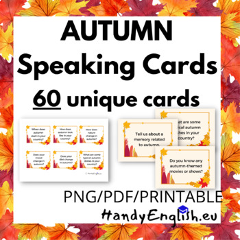 Preview of Autumn/Fall seasonal speaking cards ESL Conversation warm-up B1, B2, A2(+)