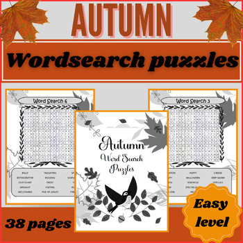 Preview of Autumn | Fall wordsearch puzzles with solutions | september activities.