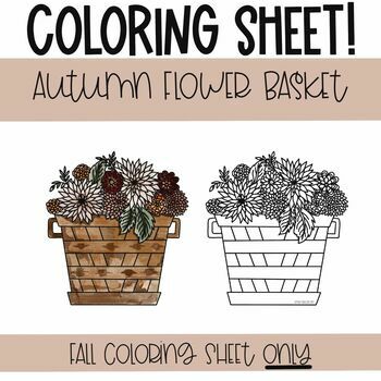 Preview of Autumn Flowers Basket Coloring Sheet 