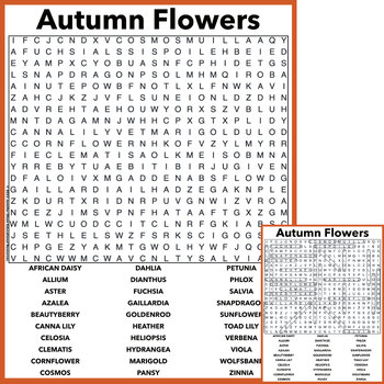 Preview of Autumn Flowers Word Search