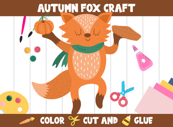 Preview of Autumn Fox Craft Activity - Color, Cut, and Glue for PreK to 2nd Grade, PDF File