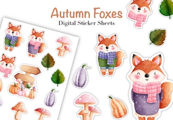 Preview of Autumn Foxes Sticker Sheets.