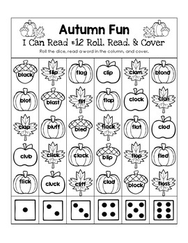 Autumn Fun - I Can Read It! Roll, Read, and Cover (Lesson 12)