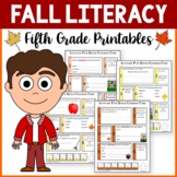5th Grade Literacy Printables - Fall No Prep Time Saver wi