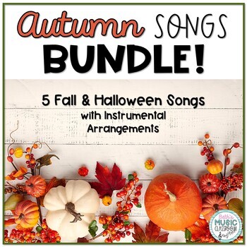 Preview of Autumn Halloween Bundle - Fall Songs for Kids, Instrumental Arrangements