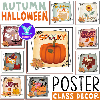 Preview of Autumn Halloween Posters Quotes Fun Classroom Decor Bulletin Board Ideas
