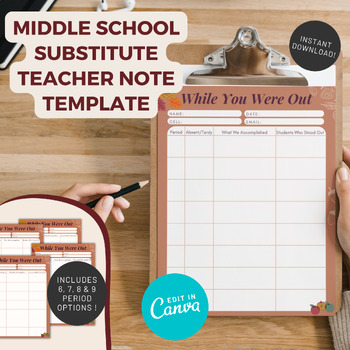 Preview of Autumn High School Substitute Teacher Note Bundle | Middle School | Sub Plans