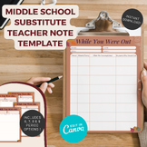 Autumn High School Substitute Teacher Note Bundle | Middle