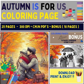 Preview of Autumn Is For Us - Coloring Book Challenge - 300 Dpi | 8.5 * 8.5 + BONUS