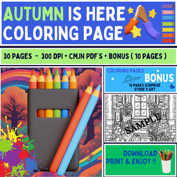 Preview of Autumn Is Here - Coloring Book Challenge - 300 Dpi | 8.5*8.5 + BONUS
