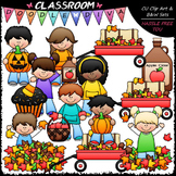 Autumn Kids Clip Art - Fall Clip Art - Kids Clip Art & B&W Set