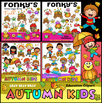 Preview of Autumn Kids PLUS Fonky's - Fun Clipart Bundle. Lilly Silly Billy