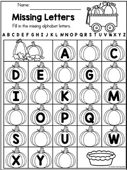 Autumn Kindergarten No Prep Language Arts Worksheets by United Teaching