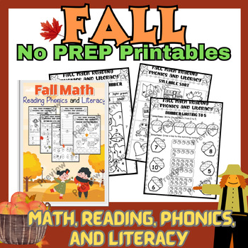 Preview of Fall Halloween Kindergarten Math Reading Phonics and Literacy activities (45+)